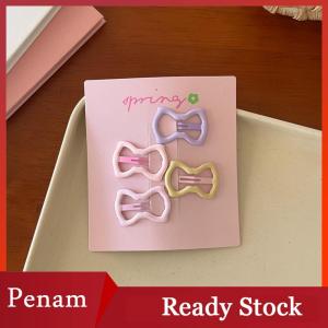 [PAM] 4Pcs set Pink Simple Heart Star Hair Clips For Girls Cute Hairpin Barrettes Fashion Accessories Gift
