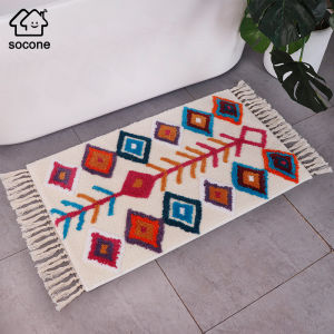 Socone 50X80cm Tassel Thick Nordic Style Fluffy Rugs Pad Bath Math Anti Slip Doormart Bedroom Floor Mat Door Living Room