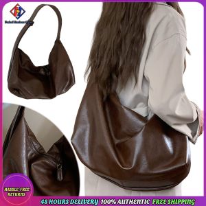 Vodool Women PU Leather Hobo Bags Retro Handbag Solid Color Underarm Bag for Work Shopping Travel Daily