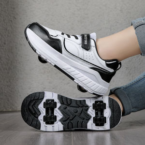 Childrens Heelys Boys and Girls Walking Shoes Four-Wheel Flying Shoes with Shoelaces and Wheels Female Students Skates