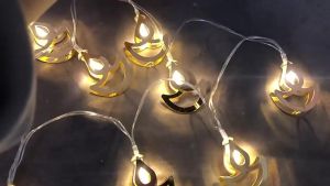 SG Ready Stock Diya Ganesha Deepavali Lights 2M 10LED Metal Battery Powered Multicolor Warm White Festive Decor