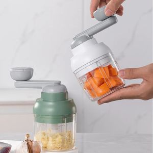 LINSBAYWU 250ML Capacity Manual Garlic Chopper Multifunctional Rotate Design Garlic Crusher Convenient Detachable Vegetable Mincer Kitchen Use