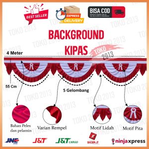 BENDERA BACKGROUND KIPAS 4 METER (5 GELOMBANG)
