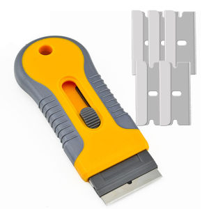 JECAE Handle Gadget With 5pcs Replaceable Blades Cleaning Tools Glue Removing Razor Car Sticker Remover Spatula Scraper