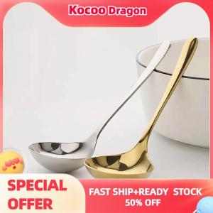 Kocoo Stainless Steel Big Head Round Spoon Net Red en Dinner Long Handle Stirring Dessert Spoons For Kitchen Accessories Gadgets