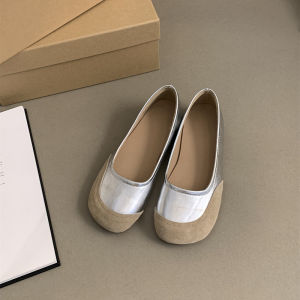 WomenS Loafers 2026 Summer New Genuine Soft Leather Flat Ballet Shoes Spring And Autumn Color-Block Design WomenS Single Shoes