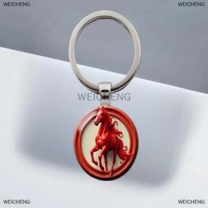 [COD] WEICHENG Zodiac Year Of The Horse Pattern Circular Keychain Backpack Pendant Decoration Gifts