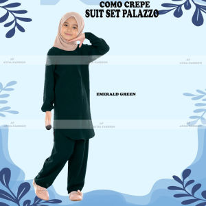 AYDA FASHION BUDAK SUIT PALAZZO CLOTHING BAJU Wanita Bahan Plain Como Crepe Potongan Longgar Asas Sesuai Semua Musim