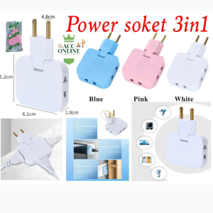 Power Socket Plug In Stop Kontak Steker Lipat Colokan Steker lipat /Folding Socket /Power Converter Steker Sambungan Colokan pipih Ke bulat Versi Indo/Colokan Lipat /Steker Lipat Stop Kontak Power Socket 3in1 Super Murah