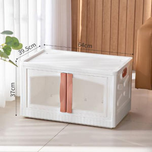 Stackable Storage Bins with lids Large Collapsible Storage Boxes with Doors and Wheels Foldable Storage Bins