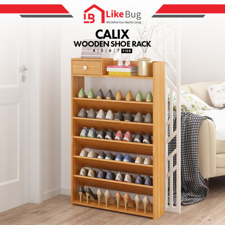 ⚡️LIKE BUG⚡️Calix Wooden Shoe Rack Modern Design Rak Kasut | 7 TIER ...