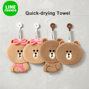 LINE FRIENDS Coral Velvet Hanging Hand Towel Absorbent Quick Dry for Kitchen Bathroom LFB34