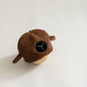 NOVAWEAR Cute Sheep Hat Faux Fur Bucket Hat Korean Style Warm Plush Cartoon Children Lamb Hat Winter Autumn Baby Boy Girls Outdoor Comfortable All-match