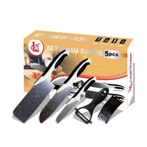 Pisau Set 5in1 Set Pisau Dapur Lengkap Keramik Hitam GSF Anti Karat
