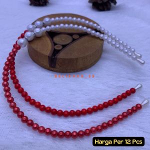 (12 PCS) BANDO KOREA MUTIARA MANIK MOTE WARNA PUTIH PINK HITAM MERAH PUTIH DAN HITAM PUTIH / BANDO MUTIARA KOREA / BANDO ANAK MUTIARA MOTE / BANDO MOTE MUTIARA / BANDO MUTIARA MOTE