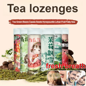 Breath Freshener Lozenges Sugar-Free Chewable Tablets for Throat Moisturizing Fresh Breath Tea Flavor Candy