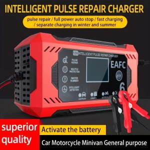 Large Screen Car Battery Charger 6A 12V Car and Motorcycle Battery Charging Device Lead-acid Battery Smart Repair LCD Display
