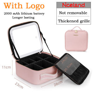 Led Cosmetic Bag With Light And Mirror Portable Large Capacity Cosmetic Case Storage Box Small Makeup Cosmetic Mirror Tricolor