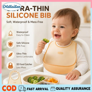 Oldlaiben Ultra-Light Silicone Baby Bibs Food Grade Toddler Waterproof Lightweight Adjustable Feeding Bibs