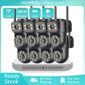Hamrol 8CH Dual Lens 4K 8MP PTZ WIFI Security Camera H.265 WIFI NVR System Waterproof Wireless CCTV