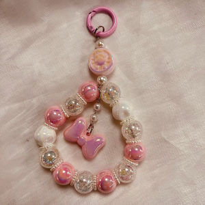 Hmeme Mobile Phone Lanyard Short Style Wrist Strap Women Bow Knot Hand-held Chain Pendant Lanyard Anti-Lost Phone Charm Strap