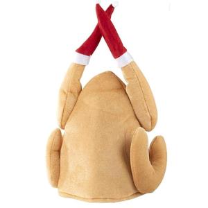 Christmas Funny Hat Plush Turkey Shape Hat Fun Crazy Hat Thanksgiving Day Accessory Carnival Party Cute Hat for Adult