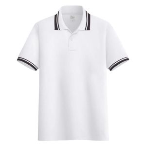 Noveli wear - Polo Shirt Pria Putih Kerah Garis | Kaos Polo Polos Casual Cowok Lengan Pendek