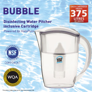 BUBBLE 240-PDS1 Disinfecting Water Pitcher c/w Cartridge (Portable Drinking Water Filter Jug for Hostel Office Outdoor)