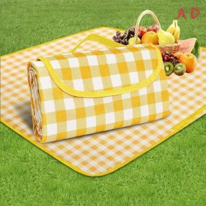 Thảm du lịch chống thấm gấp gọn tiện lợi thảm picnic họa tiết kẻ ô vuông