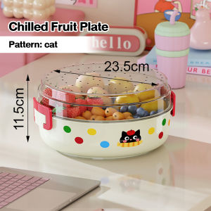 Fruit Cute Dopamine Thickened Drain Basket Bekas buah-buahan Storage Plate with Lid 家用水果收纳容器