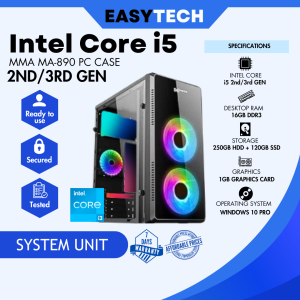 EASYTECH | Intel Core i5 2ND/3RD Gen 16GB RAM DDR3 120 GB SSD + 500GB HDD Storage And 1GB VIDEOCARD RGB Gaming Desktop PC