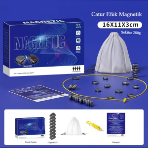 Efek magnetik pada permainan papan interaktif yang menggabungkan permainan catur dengan deteksi ranjau sensor magnet dan permainan meja interaktif untuk anak-anak.
