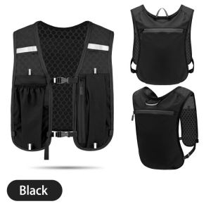 Running Vest with Reflective Strips Outdoor Sports Chest Bag Nylon Hydration Vest for Outdoors Hiking Cycling Multi-Pocket Vest