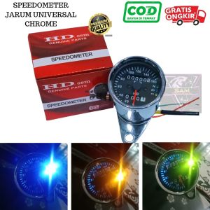 Speedometer Jarum Hd Spedometer Kilometer Model Jarum Led Lengkap Lampu Indikator Chrome Universal Untuk Semua Motor
