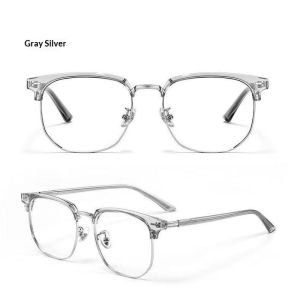 VINTLOOK Stylish Half-Rim Anti-Blue Light Glasses for Men and Women Modern Oval Frame with Resin Lenses for Eye Protection