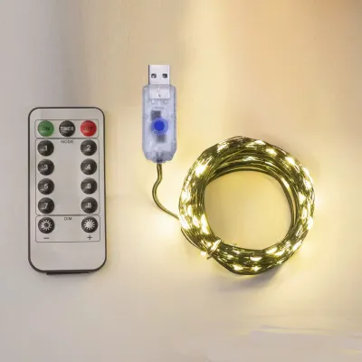 Dây đèn led đom đóm Fairy Light kèm remote chỉnh 8 chế độ nháy (cổng USB)