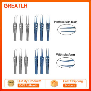 GREATLH 85mm Long Ophthalmic Forceps Tweezers Micro Forceps with Teeth/ Without Teeth Stainless Titanium Ophthalmic Instrument