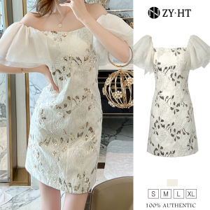 ZY.HT EraVogue เดรสผู้หญิง เดรสสีขาว เดรสผ้าเลื่อม เดรสปาดไหล่ เดรสปาร์ตี้ เดรสไฮโซ เดรสออกงาน เดรสไปงานแต่ง เดรสเซ็กซี่ เดรสฝรั่งเศส 50323