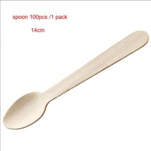 100pc Disposable Wooden Spoon Cutlery Wooden Knife Fork Spoon Dessert Cake Biodegradable Cutlery