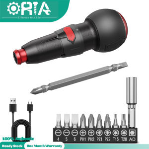 ORIA Electric Screwdriver Set 12 in 1 Rechargeable Tools Set Auto-Lock Screwdriver Kit With Phillips Flathead Torx Hexagon & LED Flash Light