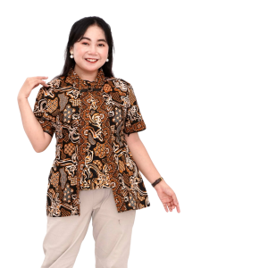 Blouse Big Size LD 140 Wanita Atasan Batik Jumbo L-XL-2L-3L-4L-5L-6L-7L Model Blus Jumbo Kerja Batik / Atasan Big Size Kerja Wanita / Pakaian Kekinian Model Kantor