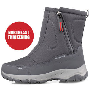 2023 Winter Shoes Men Women Hiking Boots Outdoor Waterproof Snow Boots Plus Velvet Warm Side Zipper Casual Short Boots Resistance Men Cotton Shoes