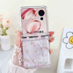For 2026 Samsung Z Flip 8 Z Flip 7 Z Flip 6 Z Flip 5 Z Flip 4 Case Folding screen mobile phone caseSimple painted graffiti oil painting flowers three-piece PC hard case With hinge
