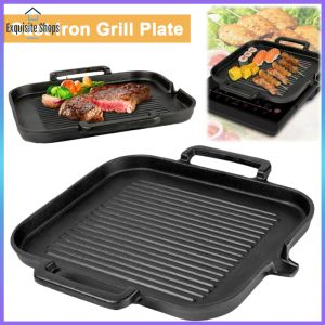 Cast Iron Double Handle Grill Pan with Non-Stick Coating Heavy Duty Design Suitable for Gas and Induction Cooking Perfect for Family Meals
