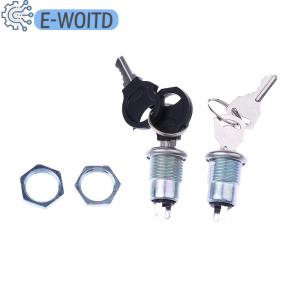 【E-WOITD】 1ชุดล็อคโทรศัพท์สวิตช์ไฟเพื่อความปลอดภัย S1203 2PIN 2คีย์12มม. สวิตช์กุญแจอิเล็กทรอนิกส์สแตนเลส