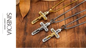 Sinboia สร้อยคอจี้ไม้กางเขนดีไซน์เรโทรสําหรับผู้ชายผู้หญิงเครื่องประดับเหล็กไททานิคไม่ซีดจาง