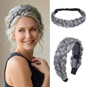 MaopaoBeauty 2-Pack Braided Headband for women    Braid Headband with Teeth + Stretch Braided Hairband in Color # 1B    Womens Secure & Stylish Hair Band Set for Sports Work Casual Wear