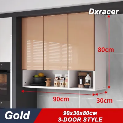 Topehome Aluminum Glass Door Wall Mounted Cabinet Kitchen Cabinet With Shelves Hanging Organizer Shelf