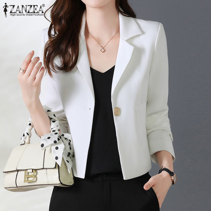 Fancystyle Zanzea Korean Style Womens Formal Office Button Up Coat Suits Ol Work Long Sleeve 9968