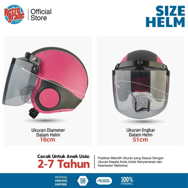 RetroGrade%20Helm%20Bogo%20Anak%20helem%20retro%20anak%20Lucu%20Polos%20Usia%202-6%20Tahun%20Kaca%20Flat/Datar%20-%20Pink%20Hitam%20-%20Image%204
